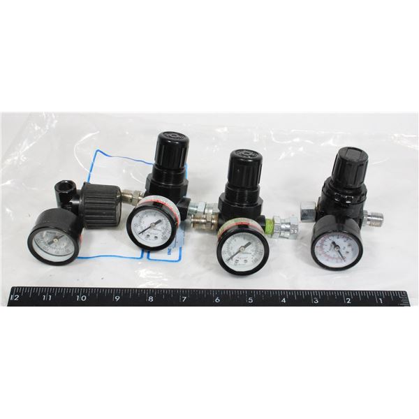 LOT OF 4 - MINI AIR PRESSURE REGULATORS