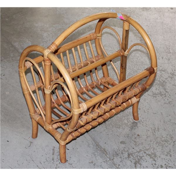 VINTAGE WICKER MAGAZINE RACK
