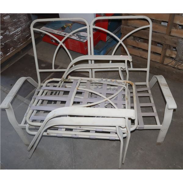SET OF 3 METAL PATIO CHAIRS MISSING CUSHIONS