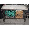 Image 1 : VINTAGE WROUGHT IRON LOOK TABLE WITH ANTIQUE LOOKING