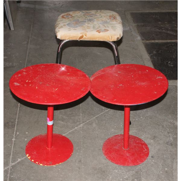 TWO SMALL ROUND METAL TABLES SOLD WITH