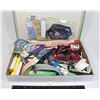 Image 1 : BOX OF ASSORTED SEWING SUPPLIES, ZIPPERS,