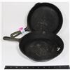 Image 1 : TWO CAST IRON FRYING PANS, APPROX 9.5" DIAMETER