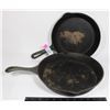 Image 1 : TWO CAST IRON FRYING PANS, APPROX 10" AND 11"