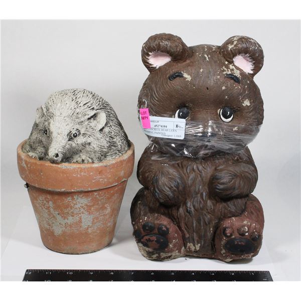 SOLID CONCRETE BEAR LAWN ORNAMENT, PAINTED