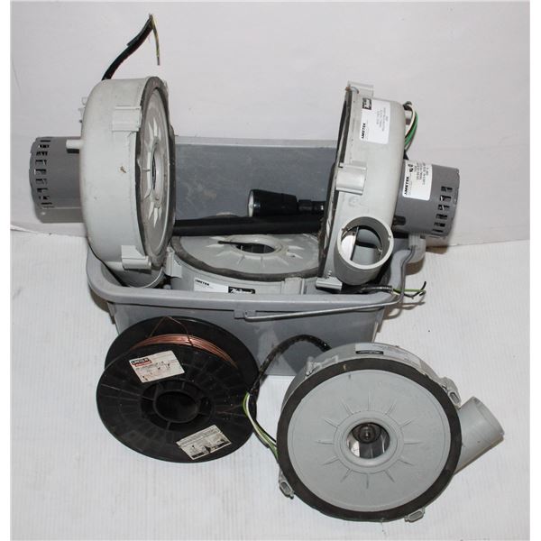 MOP BUCKET FILLED WITH VARIOUS ITEMS INCL. MOTORS