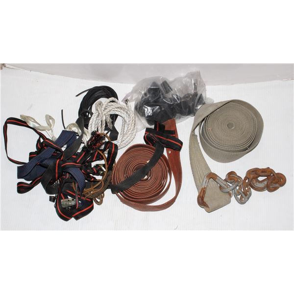 LOT OF STRAPS ROPES ECT.