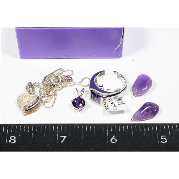 MISC JEWELRY WITH PURPLE STONES