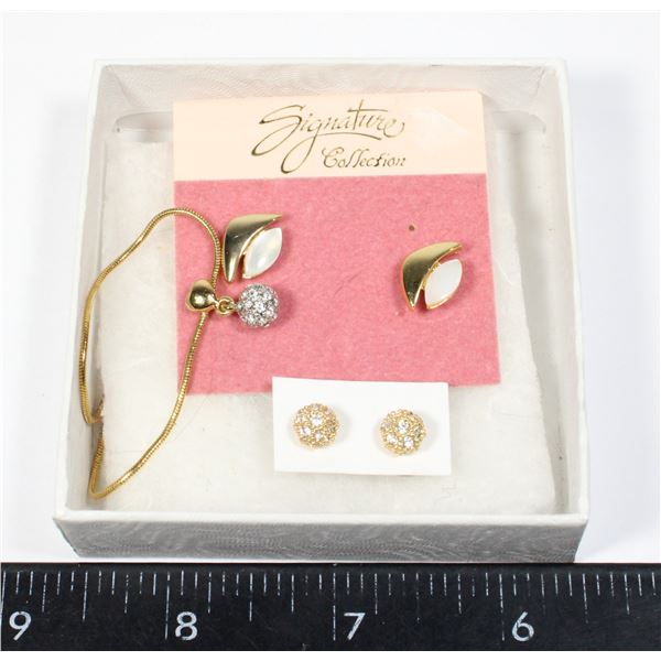 5TH AVE NECKLACE & 2 PR PIERCED EARRINGS