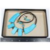 Image 1 : MOLDED TURQUOISE NECKLACE & EARRINGS
