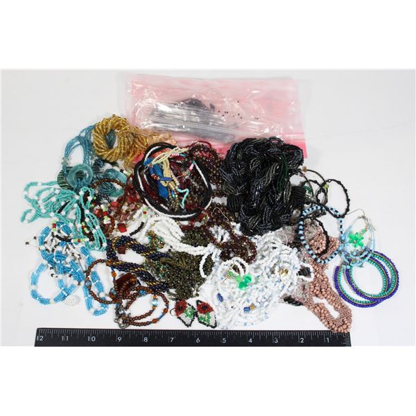 NICE BUNDLE OF NEWER & VINTAGE BEADED JEWELRY