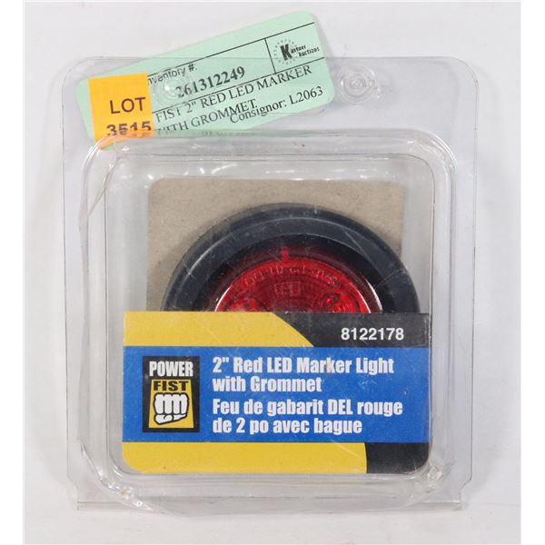 POWER FIST 2" RED LED MARKER LIGHT WITH GROMMET