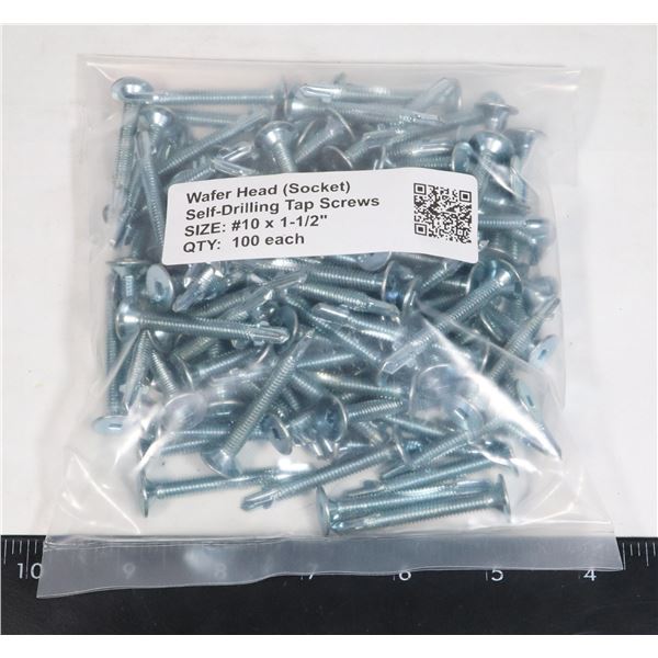 PACKAGE OF 100 WAFER HEAD SELF DRILL SCREWS