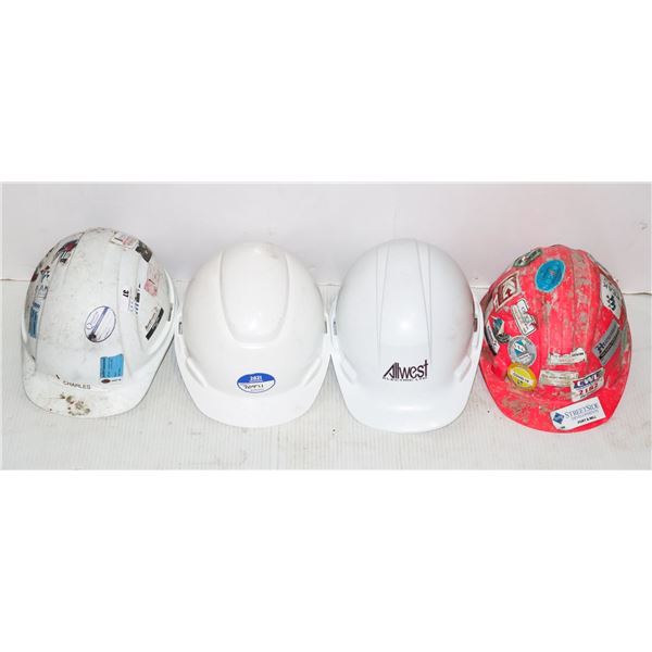 LOT OF 4 USED HARD HATS
