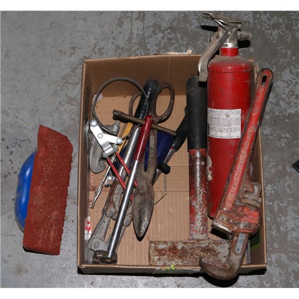 FLAT OF ASSORTED TOOLS INCLUDING BOLT