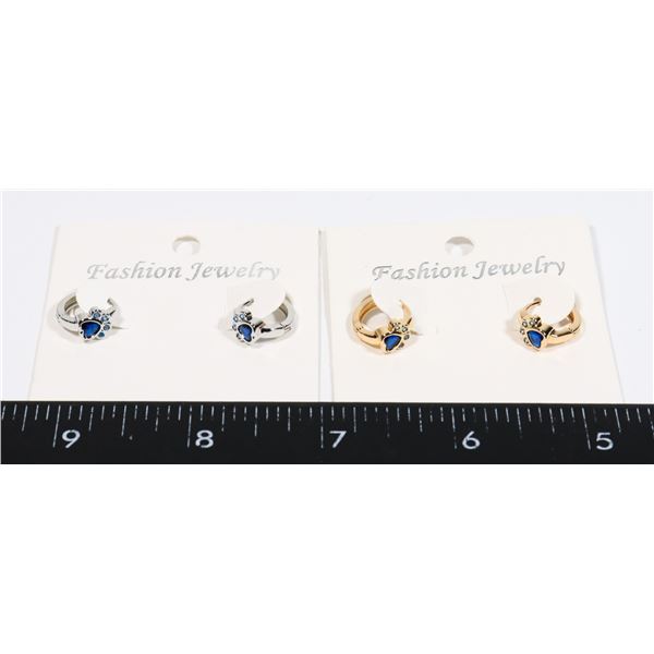 2 NEW PAIRS OF ZIRCONIA DAINTY HOOP PAW EARRING