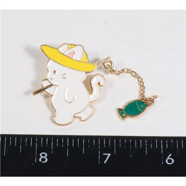 NEW CAT IN A YELLOW HAT WITH HIS CATCH BROOCH