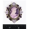 Image 1 : NEW ANTIQUE CAMEO STYLE PURPLE LADY BROOCH