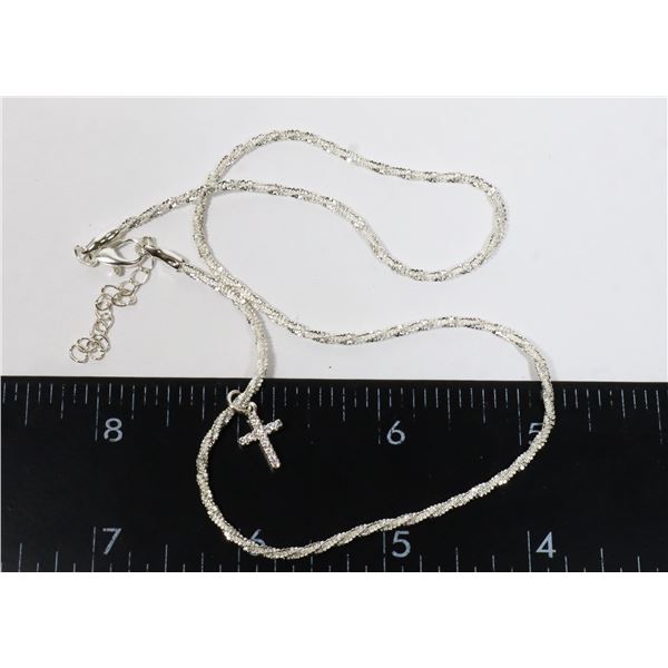 NEW DAINTY RHINESTONE CROSS PENDANT AND CHAIN