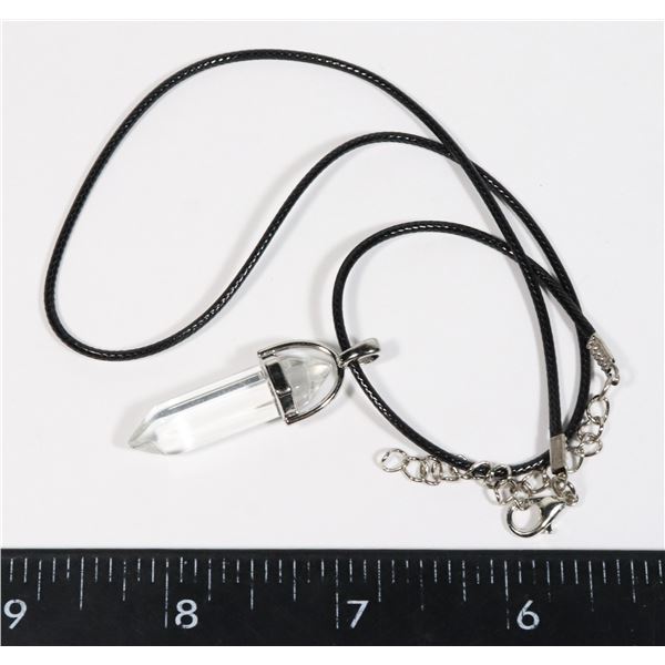 NEW SYNTHETIC CLEAR HEXAGONAL STONE PENDANT