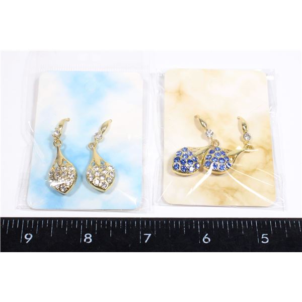 2 NEW PAIRS POST STAMPED 925 TEAR DROP DANGLE