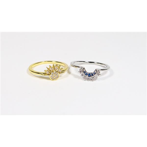 NEW SIZE 7 CUBIC ZIRCONIA SUN AND MOON STACKING