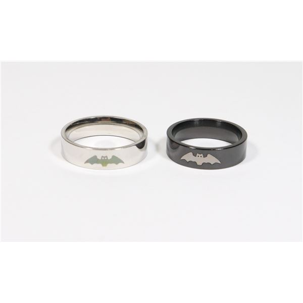 NEW BAT THEME COUPLES STAINLESS STEEL RINGS SIZE 8
