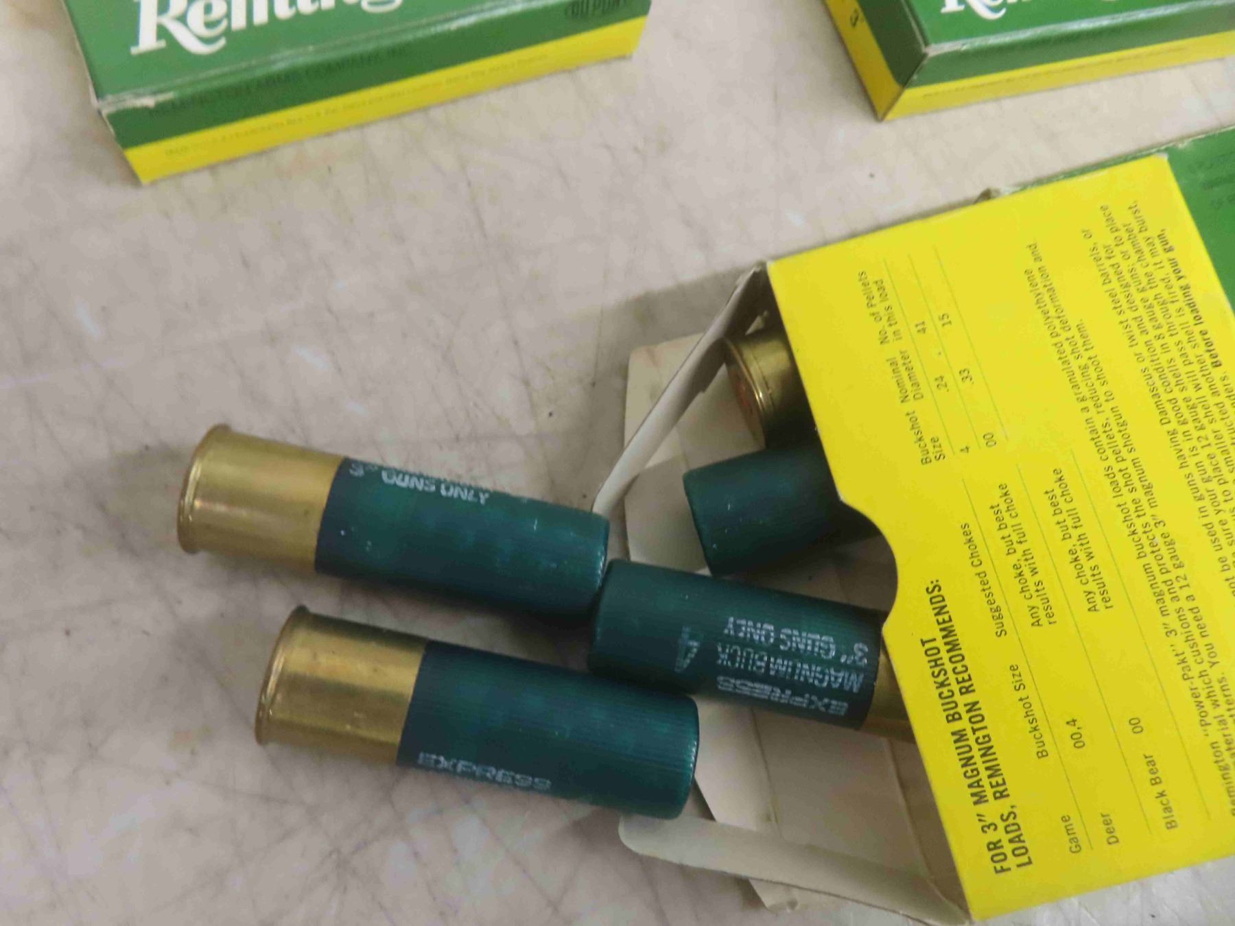 Proofing Rounds Bullet 55 Rounds Remington 12 Gauge 3'' #4 Buck Shot Ammo - MUST PROVIDE PROOF ...