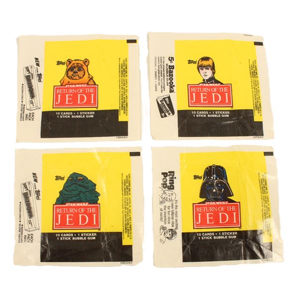 A set of (4) Topps Return of the Jedi Bubble Gum Pack Wrappers