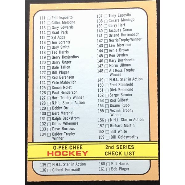 1972-73 O-PEE-CHEE 2nd SERIES CHECKLIST - ERROR CARD