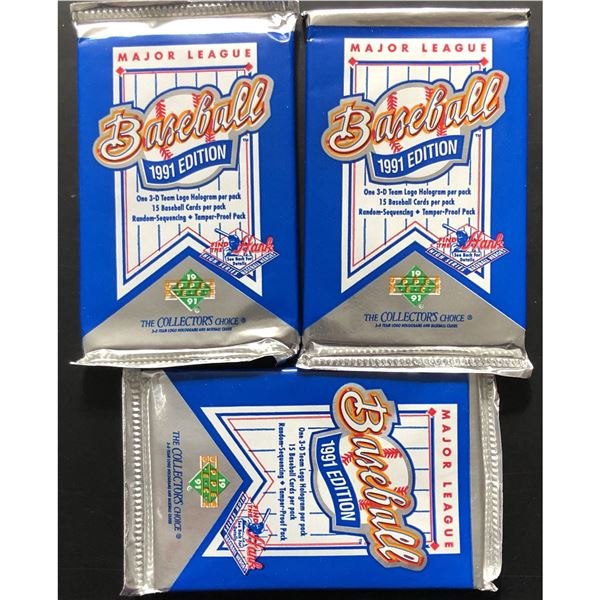 1991 UPPER DECK BASEBALL FOIL PACKS (3)
