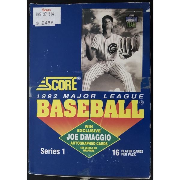 1992 SCORE BASEBALL SERIES ONE WAX BOX
