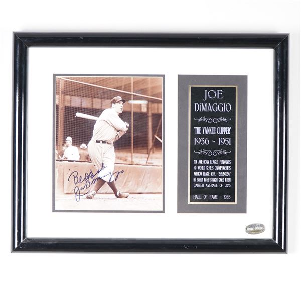 Joe DiMaggio Signed Photograph with Plaque and COA