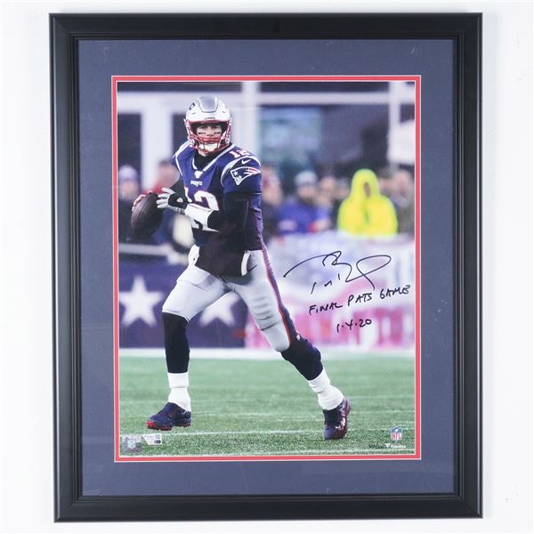 Framed Tom Brady Autographed Photo, Final Patriots Game 1-4-20