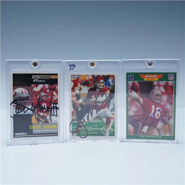 3pc Autographed Steve Young & Joe Montana Trading Cards