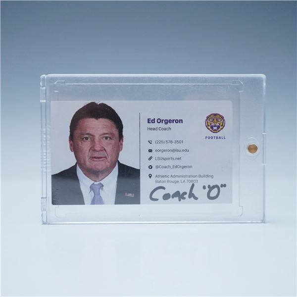 Ed Orgeron Signed LSU Head Coach Business Card