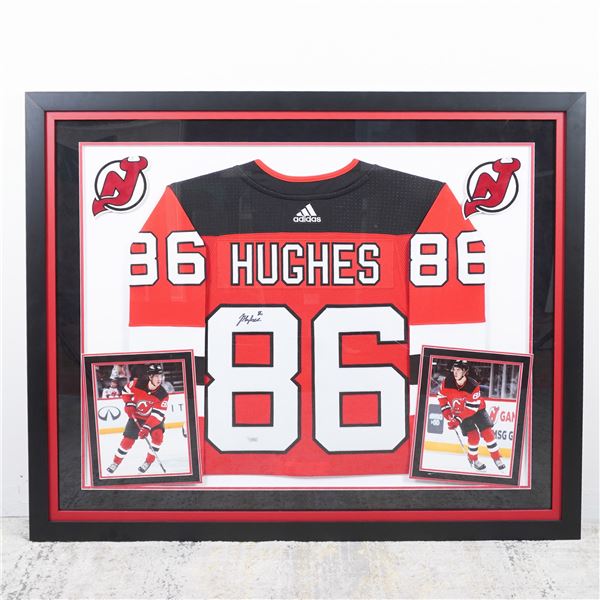 Jack Hughes Autographed Framed Jersey, New Jersey Devils