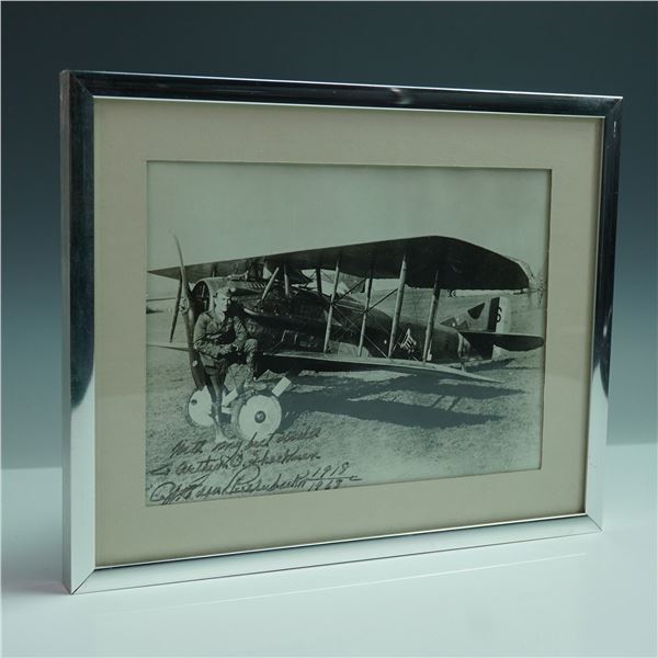 Framed Signed Photograph of Captain Eddie Rickenbacker with SPAD XIII