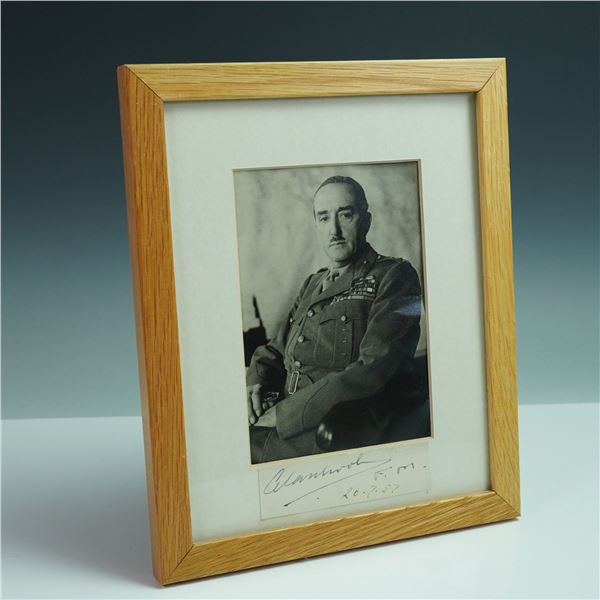 Framed Signed Photograph of Field Marshal Alanbrooke, 1957