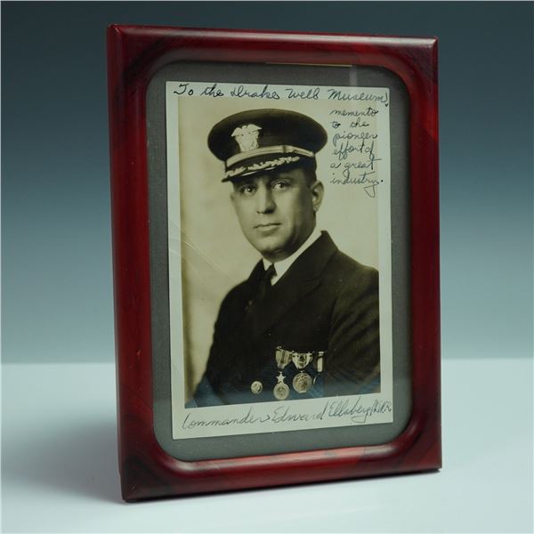 Framed Photo of Commander Edward Ellsberg, Signed Dedication