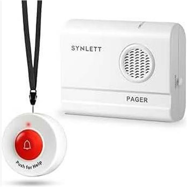 SYNLETT Caregiver Pager Wireless Call Buttons for Elderly Monitoring SOS Alert System Portable Alarm