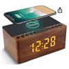 Image 1 : ANJANK Wooden Digital Alarm Clock FM Radio,10W Fast Wireless Charger Station for iPhone/Samsung Gala