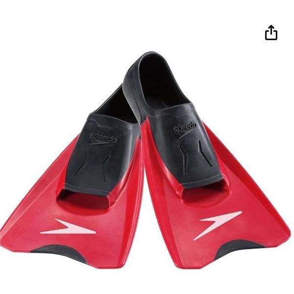 Speedo Switchblade Swim Fins with Red and Black Design, Size B