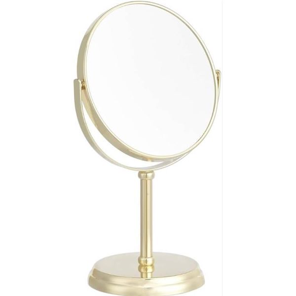 Amazon Basics Vanity Mirror, 1X/5X Magnification, Gold