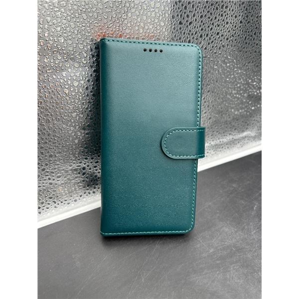Teal Leather Flip Case For Smartphone With Card Slots