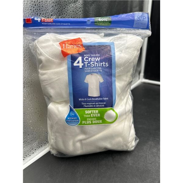 Hanes Boys’ Tagless Crew T-Shirts, 4-Pack, Size S/P