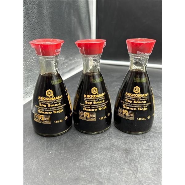 Set Of 3 Kikkoman Soy Sauce Bottles, 148 mL Each