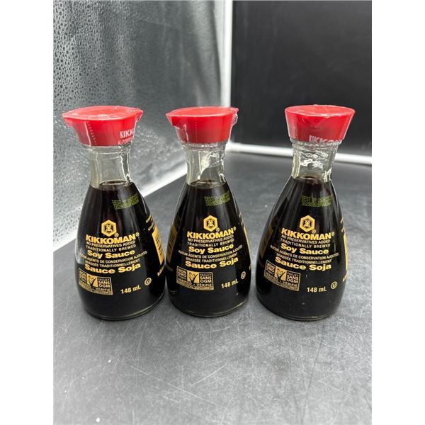 Set Of 3 Kikkoman Soy Sauce Bottles – 148 mL Each