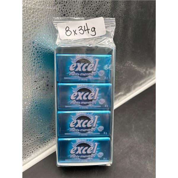 Pack of 8 Wrigley’s Excel Peppermint Mints – 34g Each