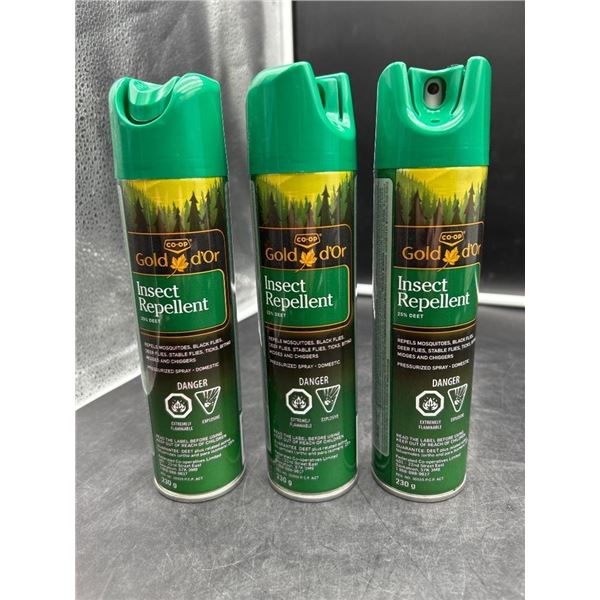 Co-op Gold Insect Repellent 25% Deet 230 g Aerosol Cans – Lot of 3